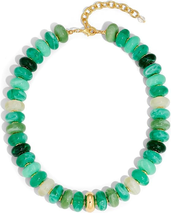 Beaded necklace for Women Boho Bead Gemstone Chunky Necklace Big Bead Necklace Fashion Trendy Sum... | Amazon (US)