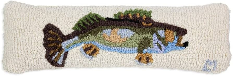 Artist-Designed Walleye Hand-Hooked Wool Decorative Throw Pillow (8 in x 24 in) Lake & Lodge Pill... | Amazon (US)