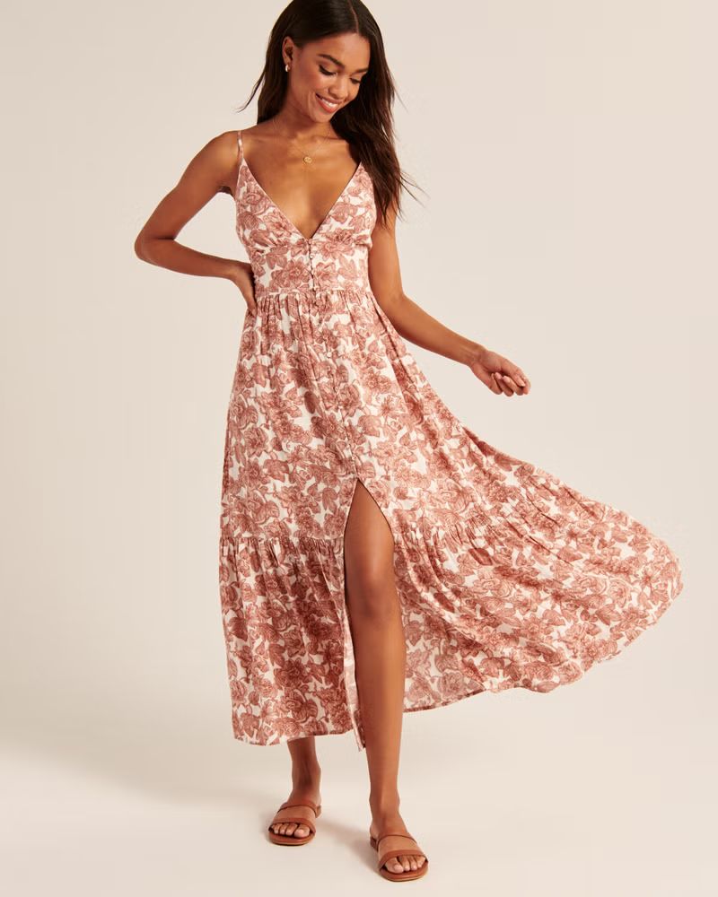 Button-Through Midaxi Dress | Abercrombie & Fitch (US)