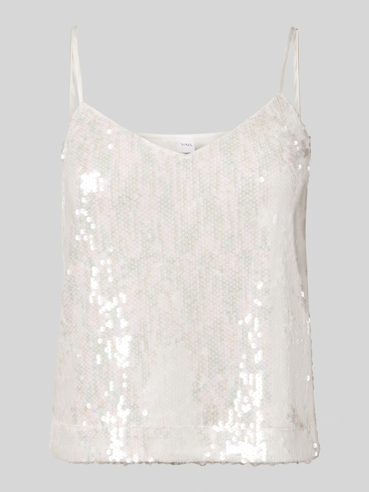 Korte top met bandjes en pailletten, model 'SEQUINA' in offwhite | Peek & Cloppenburg NL