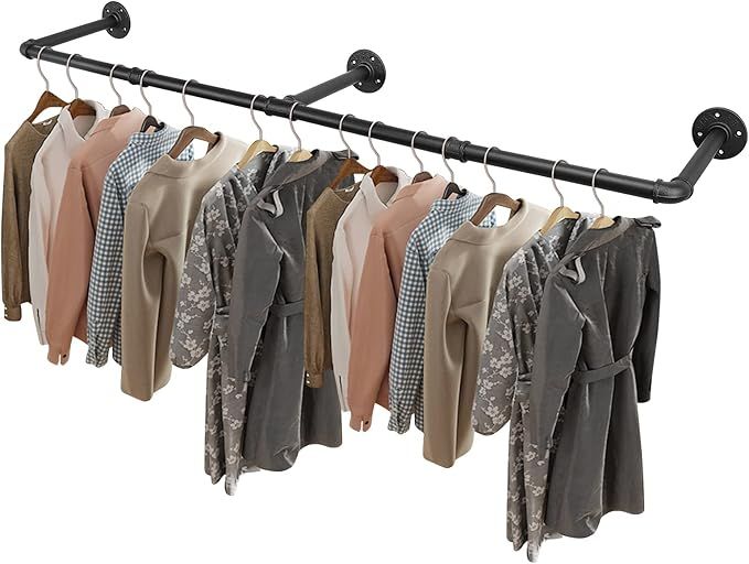 Livabber Industrial Pipe Clothes Rack, Heavy Duty Detachable Iron Garment Rack Wall Mounted, Rust... | Amazon (US)