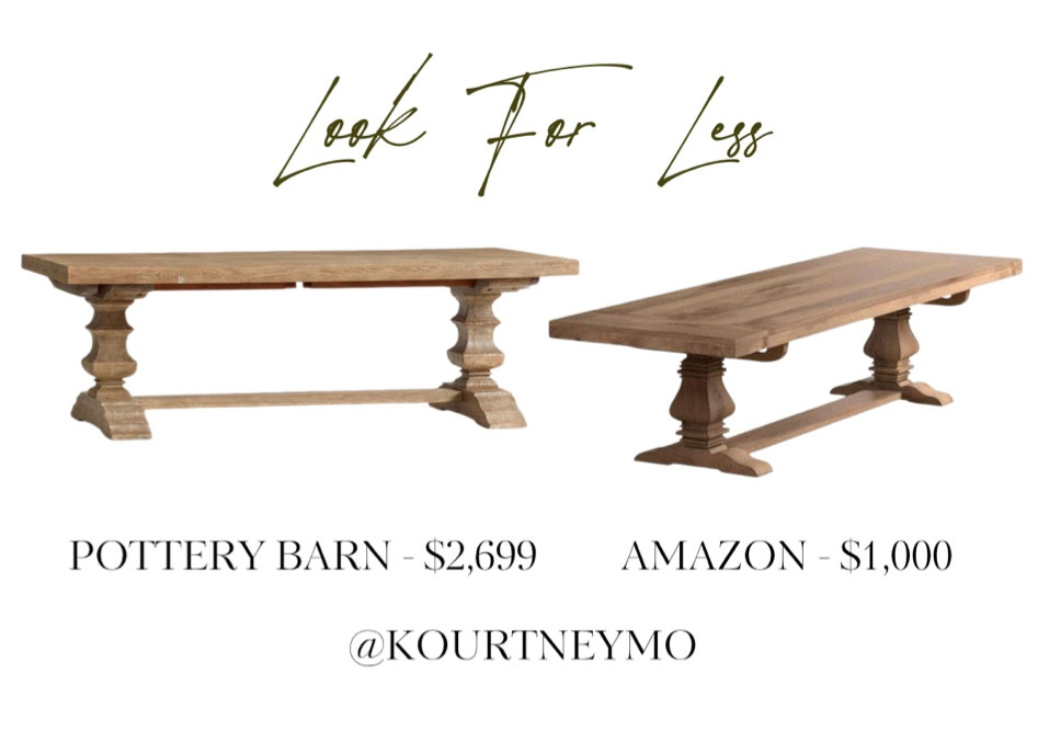 Pottery Barn Banks dupe, look for less, designer inspired home, dining room table, Amazon finds

#LTKhome