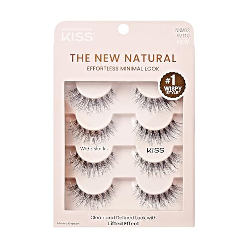 KISS The New Natural, False Eyelashes, 'Wide Slacks', 12mm, Includes 4 Pairs Of Lashes, Easy to Apply, Reusable Lash Clusters | Amazon (US)