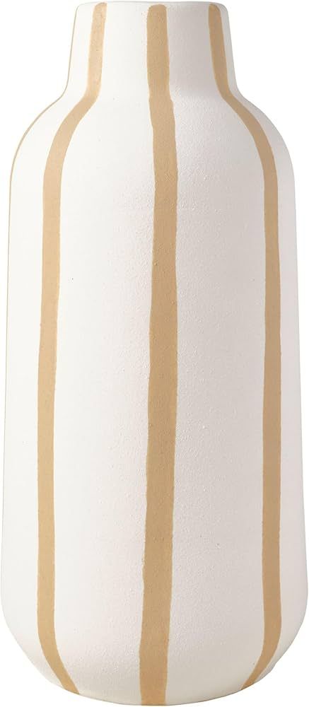 Elements Sand Stripe Textured Stoneware Ceramic Vase, 5.12x5.12x11.02 Inch | Amazon (US)