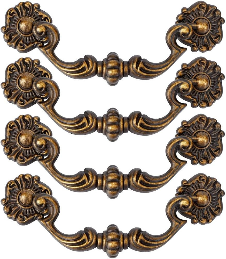 4Sets Vintage Drawer Pull Ring Decorative with Screws Bronze Alloy Drawer Knobs Door Drawer Pull ... | Amazon (US)