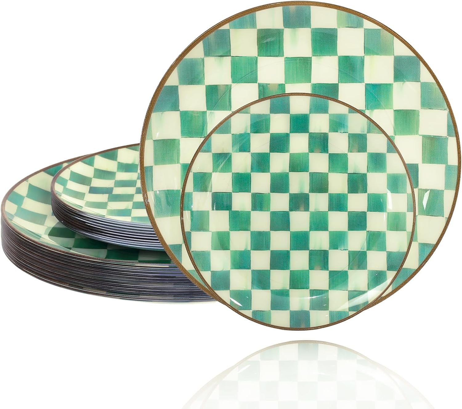 20PCS Green Plastic Plates for Party,Retro Checkered Plates Disposable | Amazon (US)
