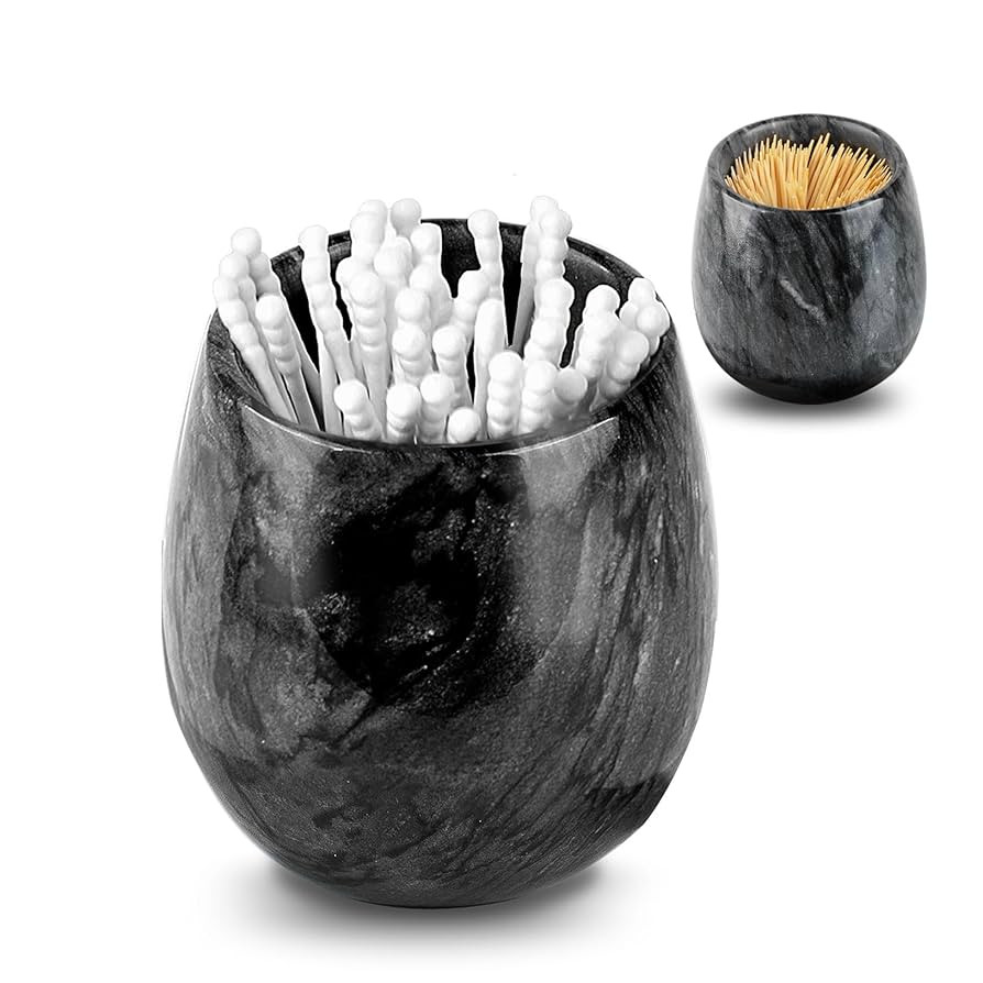 Marble Qtip Holder - Modern Dispenser for Bathroom Organization - Q Tip Canister Accessories Cute... | Amazon (US)