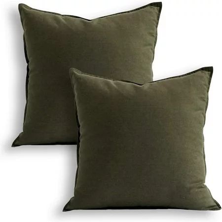 18 x18 Solid Cotton Linen Decoration Green Throw Pillow Case with Zipper Euro Sham Cushion Case Cool | Walmart (US)