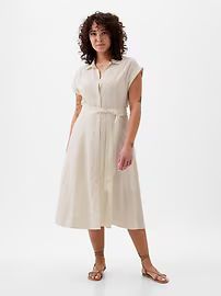 Linen-Blend Midi Shirtdress | Gap (US)