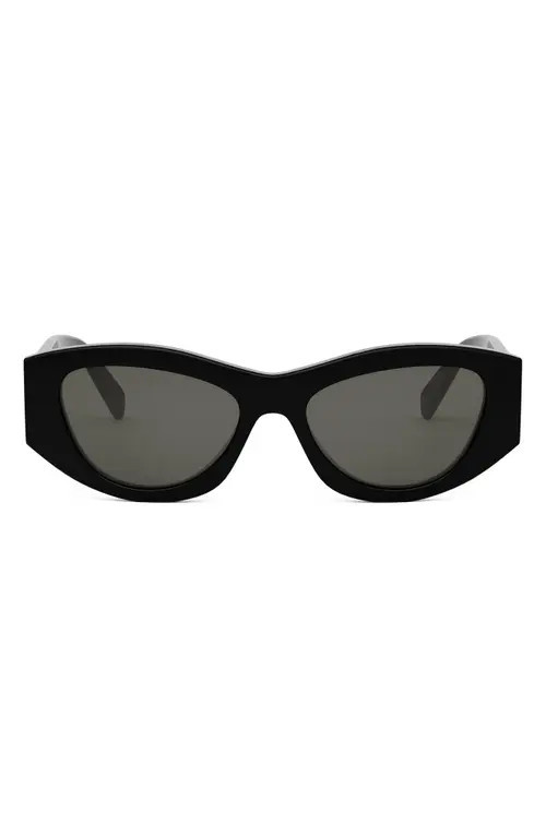 CELINE Triomphe 55mm Rectangular Sunglasses in Shiny Black /Smoke at Nordstrom | Nordstrom