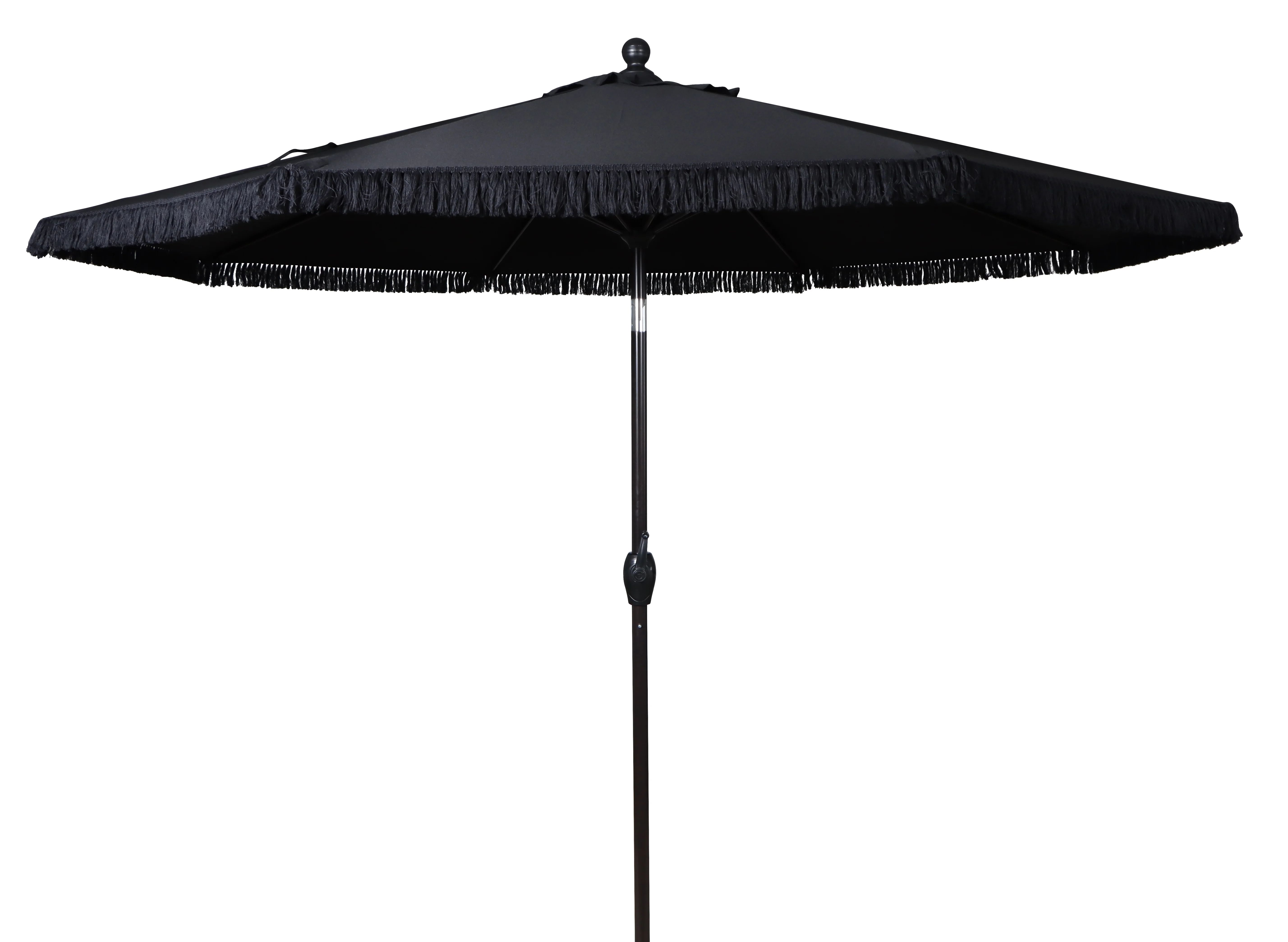 Better Homes & Gardens Outdoor 9' Black Ventura Fringe Round Crank Premium Patio Umbrella - Walma... | Walmart (US)