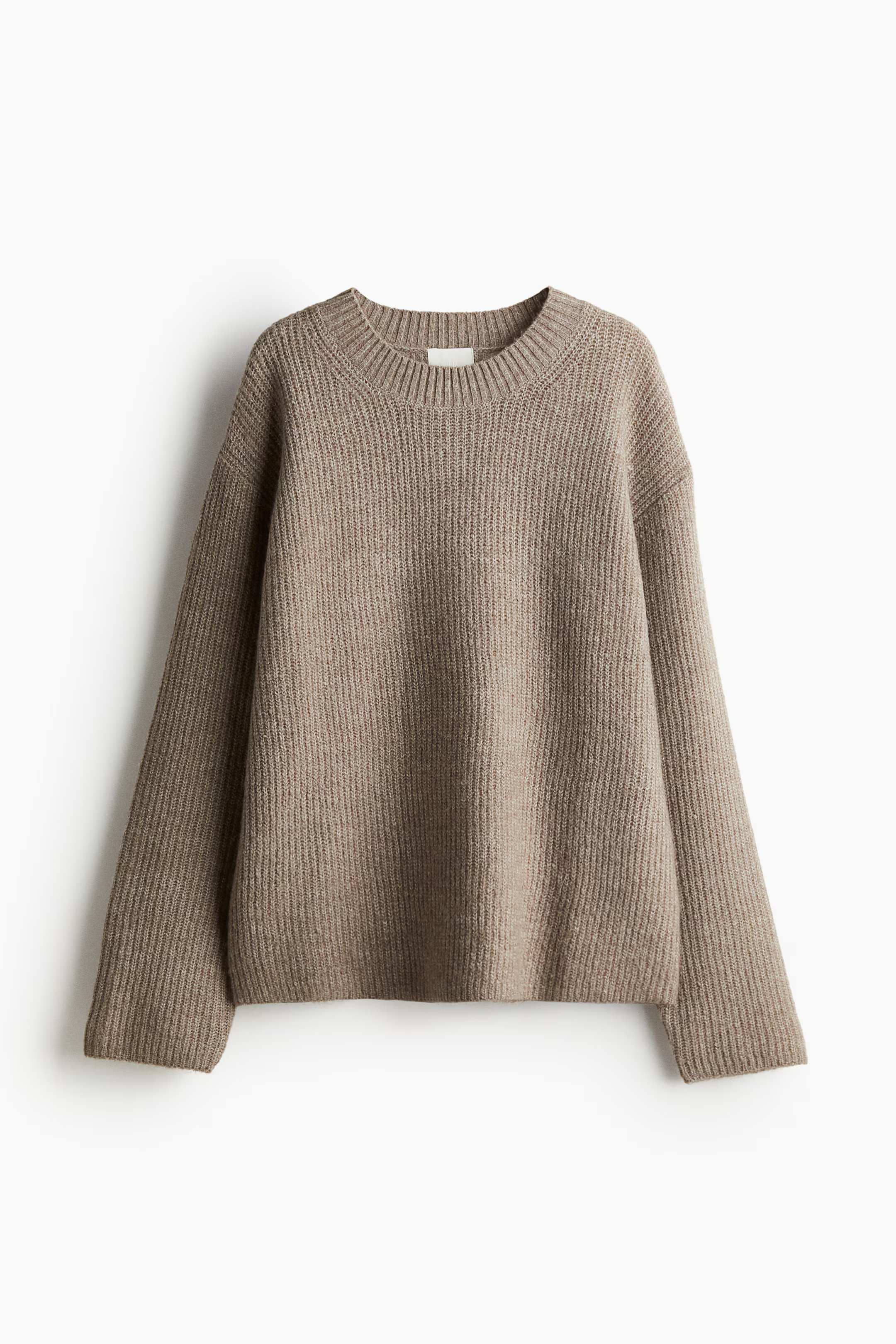 Rib-knit Sweater - Round Neck - Long sleeve - Beige melange - Ladies | H&M US | H&M (US + CA)