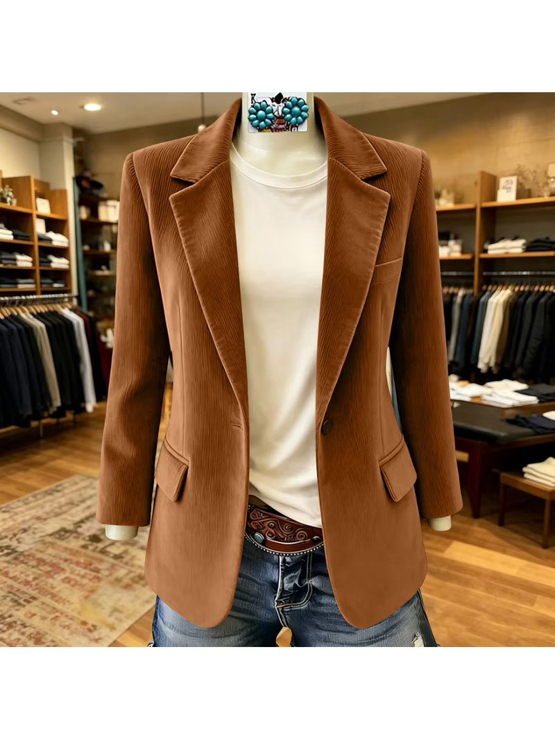 Corduroy Blazer for Women Fall Winter Casual Long Sleeve Pocketed Jacket | Walmart (US)