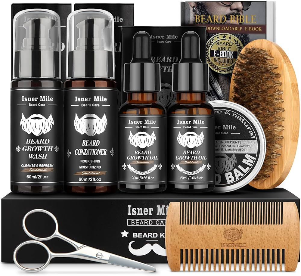 Beard Grooming Kit, Beard Kit with 2 Pack Beard Original Oil, Beard Brush, Wash Conditioner for A... | Amazon (US)