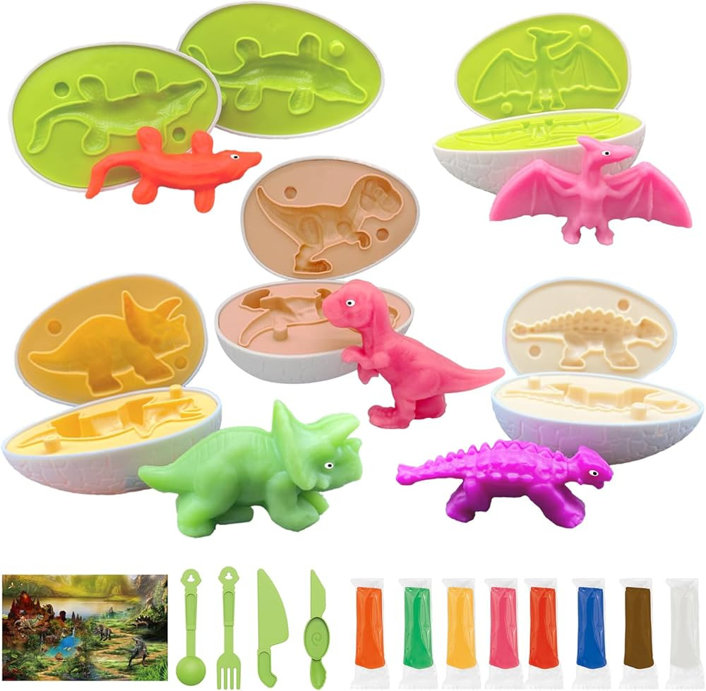 Play Clay Dinosaur Eggs Sets for Kids Ages 3-6, Dinosaur Play Clay Molds,Play Clay Accessories Di... | Amazon (US)