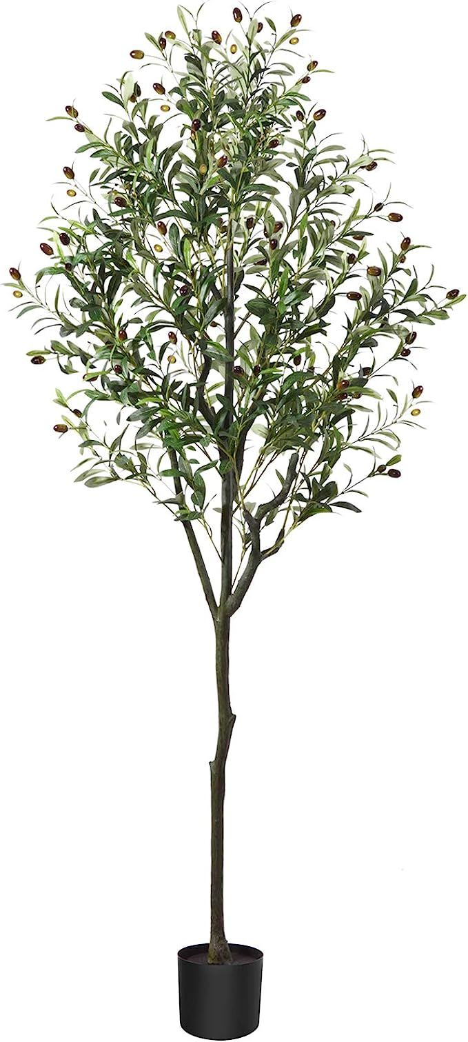 CROSOFMI Artificial Olive Tree Plant 6 Feet Fake Topiary Silk Tree, Perfect Faux Plants in Pot fo... | Amazon (US)