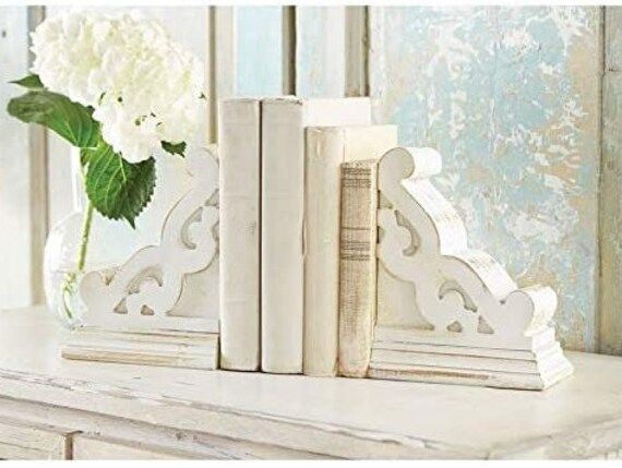 White Washed Corbel Bookends set of 2  Distressed White | Etsy | Etsy (US)