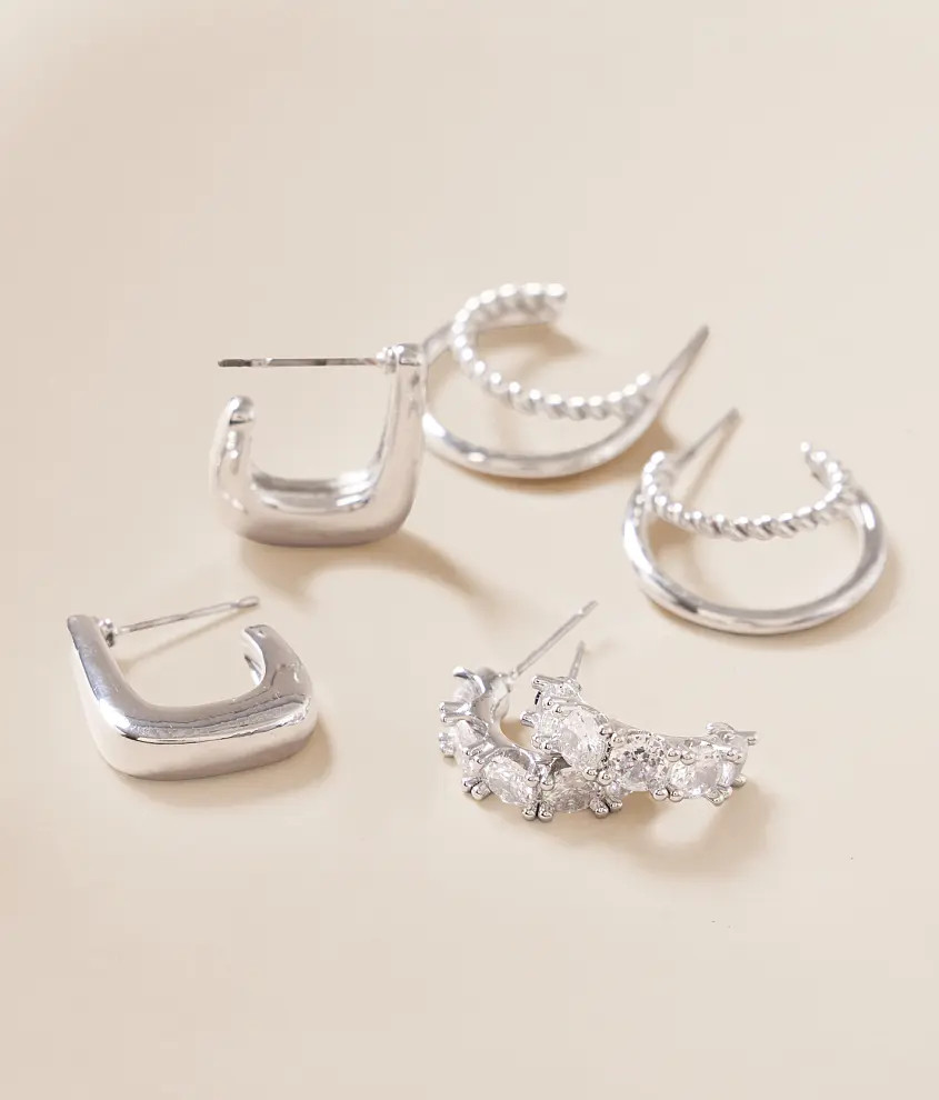 3 Pack Hoop Stud Earring Set | Buckle