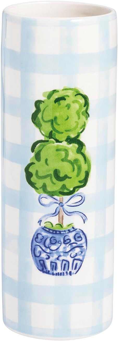 Mud Pie Ceramic Gingham Topiary Stem Vase | Amazon (US)