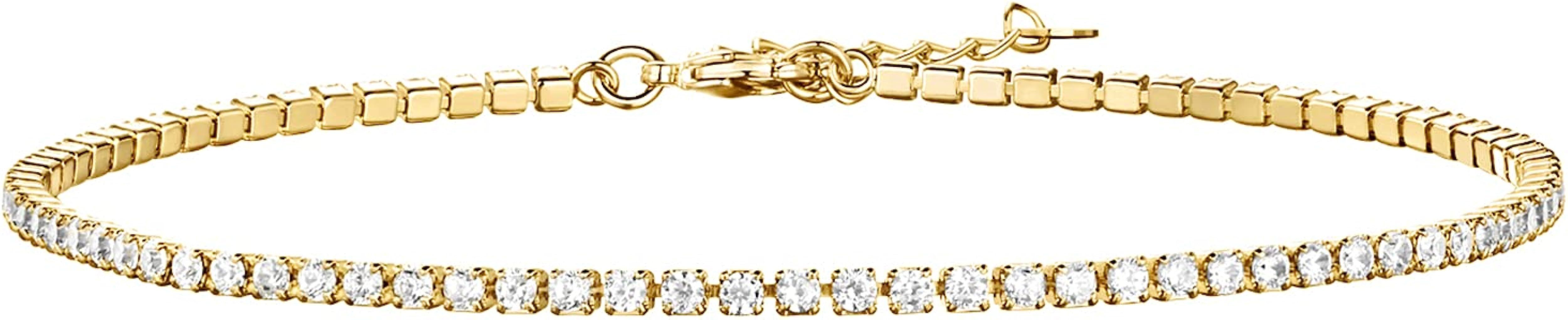 PAVOI 14K Gold Plated Tennis Anklets for Women | Tennis Ankle Bracelet for Women | Amazon (US)