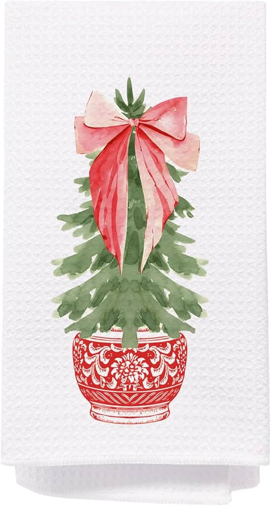 SPBL&L Chinoiserie Christmas Kitchen Towels, Red Porcelain Chinoiserie Christmas Tree Hand Towels... | Amazon (US)