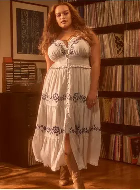 Festi Embroidered Tiered Maxi Dress | Torrid (US & Canada)