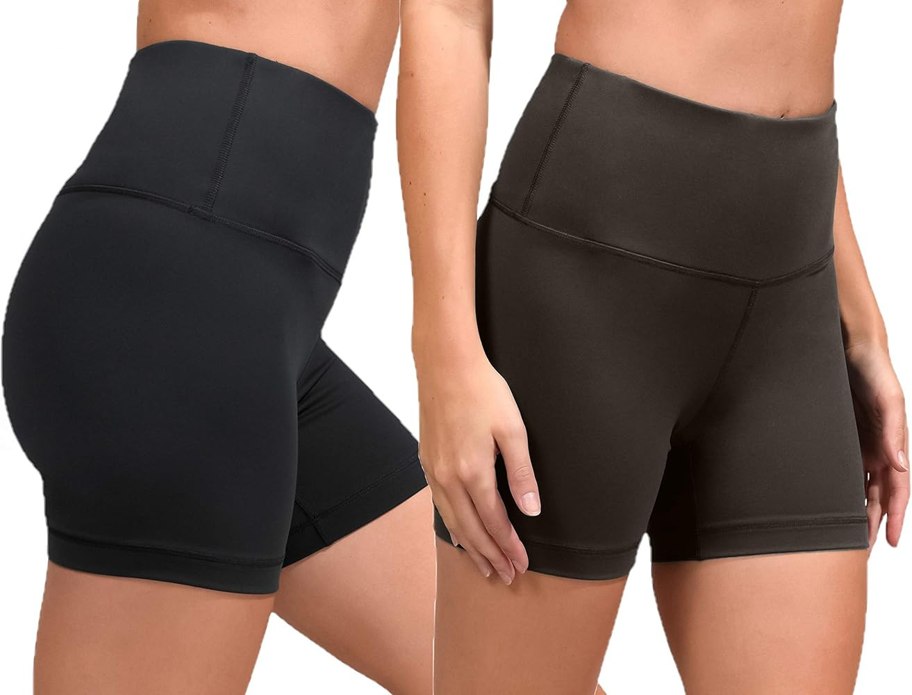 90 Degree By Reflex High Waist Power Flex Yoga Shorts - Tummy Control Biker Shorts for Women 2 Pa... | Amazon (US)