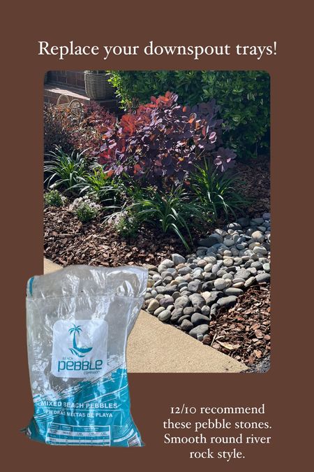 Replace your downspout trays with new beach pebble rock! 
Create a dry river bend with these smooth round river rock and keep snakes away this summer!

#LTKHome #LTKStyleTip