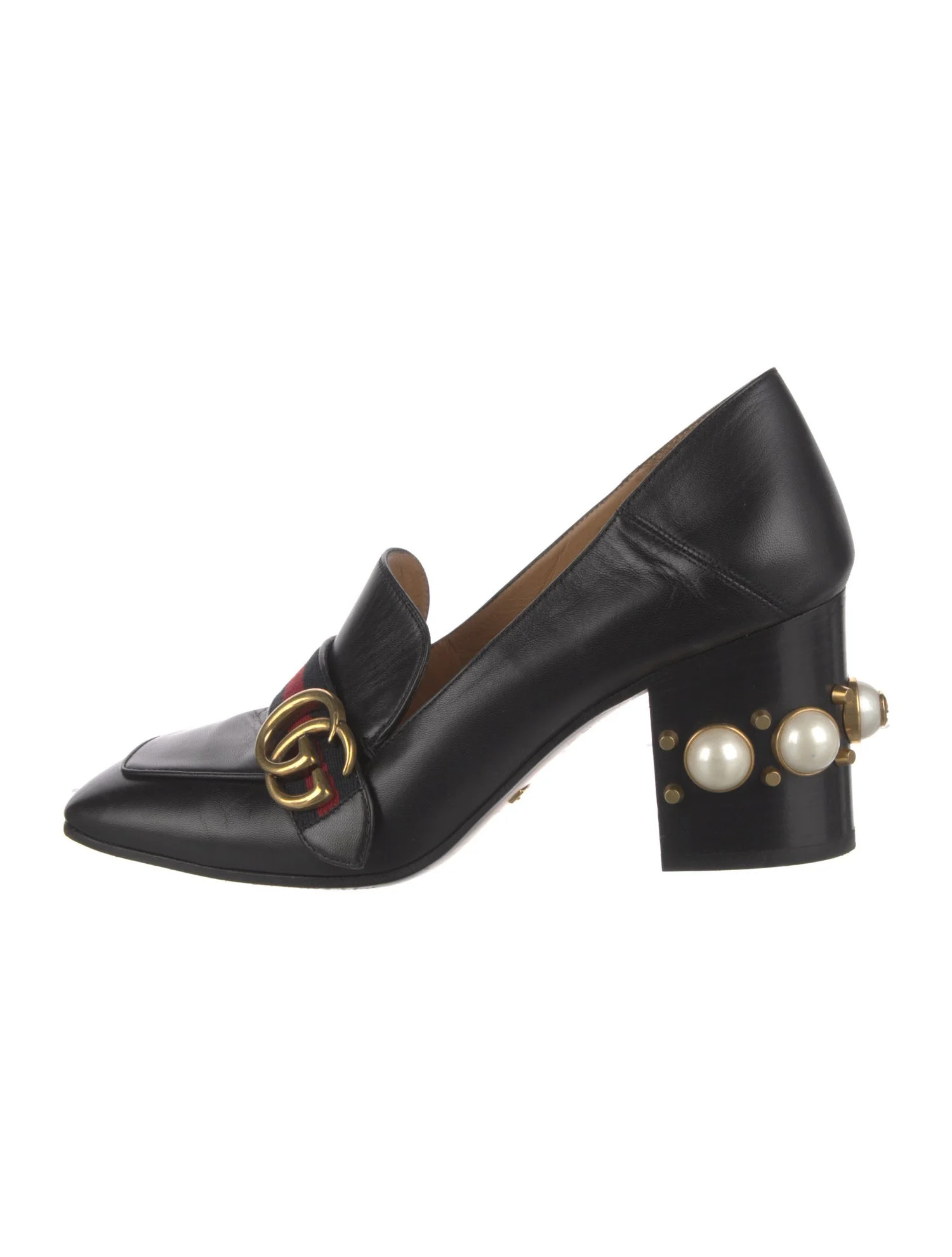 Gucci Faux Pearl Accents Leather Pumps - Black Pumps, Shoes - GUC1927264 | The RealReal | The RealReal