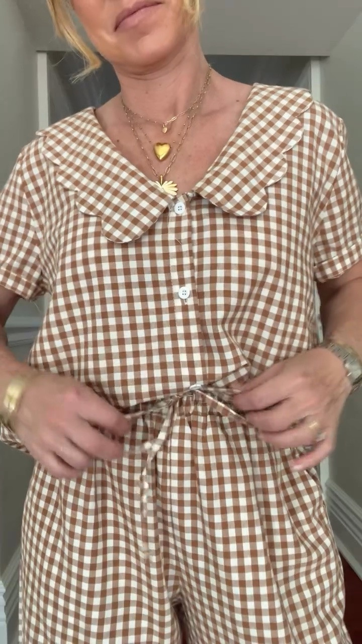 It’s the scallop details for me. Are these actually pajamas? Maybe. Have I worn this set out of the house? Definitely. Comment SHOP and I’ll DM you the links to shop.