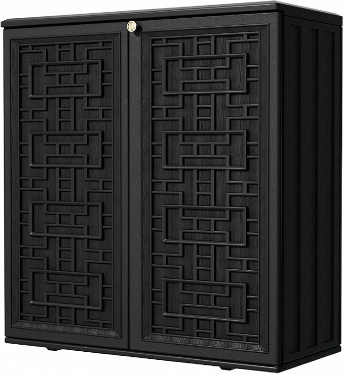 Outdoor Storage Cabinet Waterproof with Shelf,Resin Storage Sheds Outdoor Cabinets for tub Towels... | Amazon (US)