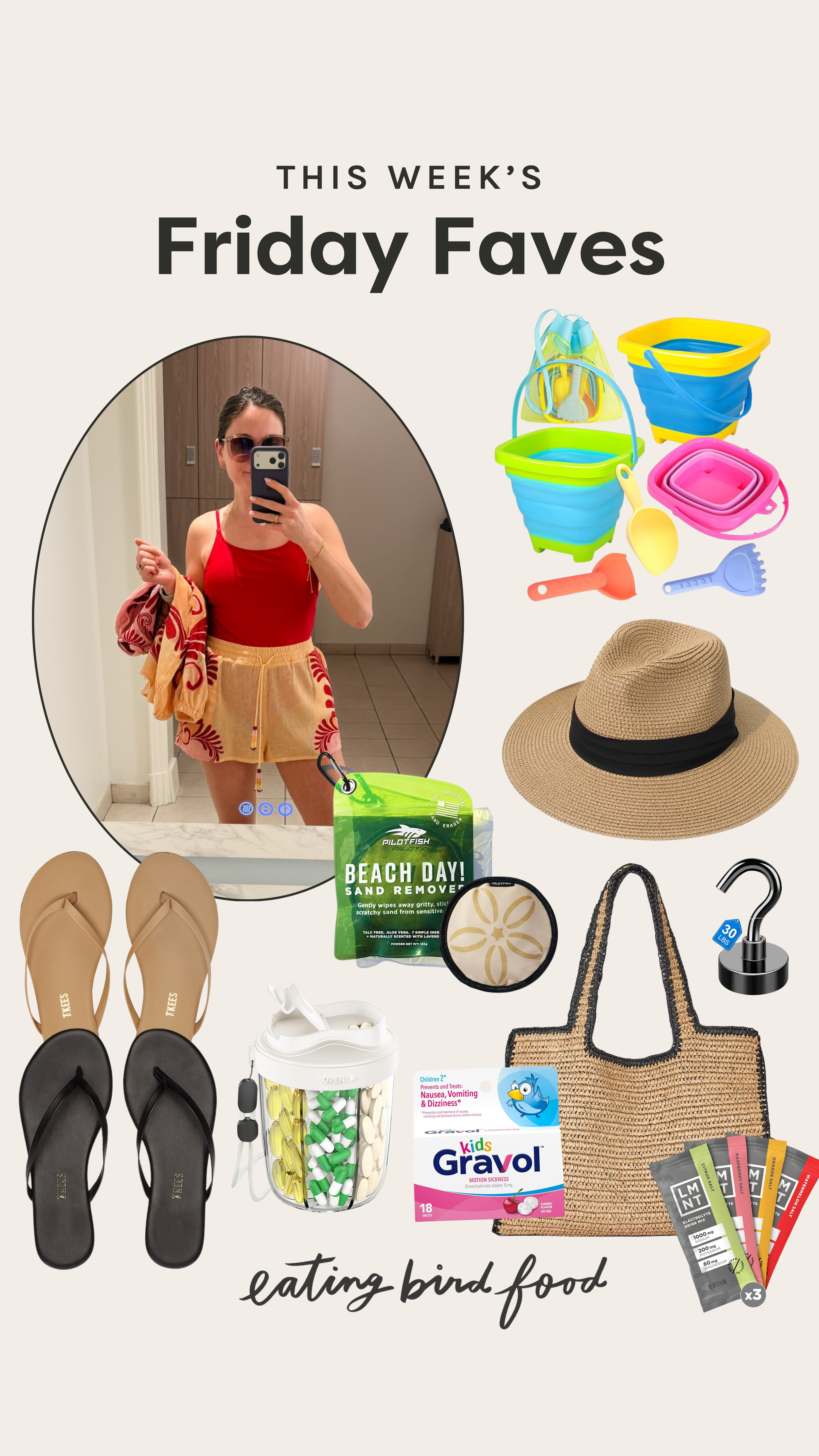(1) Target XL Straw Tote Bag: My go-to bag for beach days. It fits everything: towels, sunscreen, toys and water bottles. I love the classic straw style and that folds up easily for packing. 

(2) Wide Brim Straw Hat: I packed this on a whim before our trip and I'm so glad I did beacuse I wore it every single day. The brim is actually wide enough to give real sun protection (face + shoulders), and it still looks cute with everything. Plus, it holds its shape surprisingly well, even after being packed in my suitcase.

(3) Collapsible Beach Sand Toys: I ordered these mostly to save space, but they ended up being one of the smartest things I packed. They fold completely flat in the suitcase, but they're sturdy once you pop them open. The kids stay entertained forever, which makes beach days so much more relaxing.

(4) Magnetic Hooks: Everything is magnetic on cruise ships so these hooks can be used throughout your cabin for hanging all the things - wet swimsuits, sun hats, and bags (they hold up to 30 pounds each).

(5) Large Pill Organizer: I used this to organize all of my vitamins and supplements. It has 7 cavities so I just put all my daily vitamins into each one for the week. So much easier than digging through my bag or packing a ton of different bottles.


(6) Chewable Motion Sickness Tablets: So glad I grabbed these for the kiddos before the cruise. They work quickly and my kids ate them without complaints so they must taste good. Whether it’s a boat day or a long car ride, I feel way more prepared having these in my bag.

(7) LMNT Electrolyte Packets: I love these for a post workout pick-me-up, but they also make such a difference for staying hydrated on the go, especially in the heat. I pack a bunch of these whenever I travel! The Lemonade flavor is my current favorite.

(8) Tkees Foundations Flip Flop: These are my go-to flip flops for pool and beach days. They're comfy, minimal and super lightweight so they're easy to pack.

(9) Cute Coverups: Sometimes I want a coverup that works a little harder. These options all feel comfortable over a damp swimsuit, b 

 #LTKTravel #LTKKids