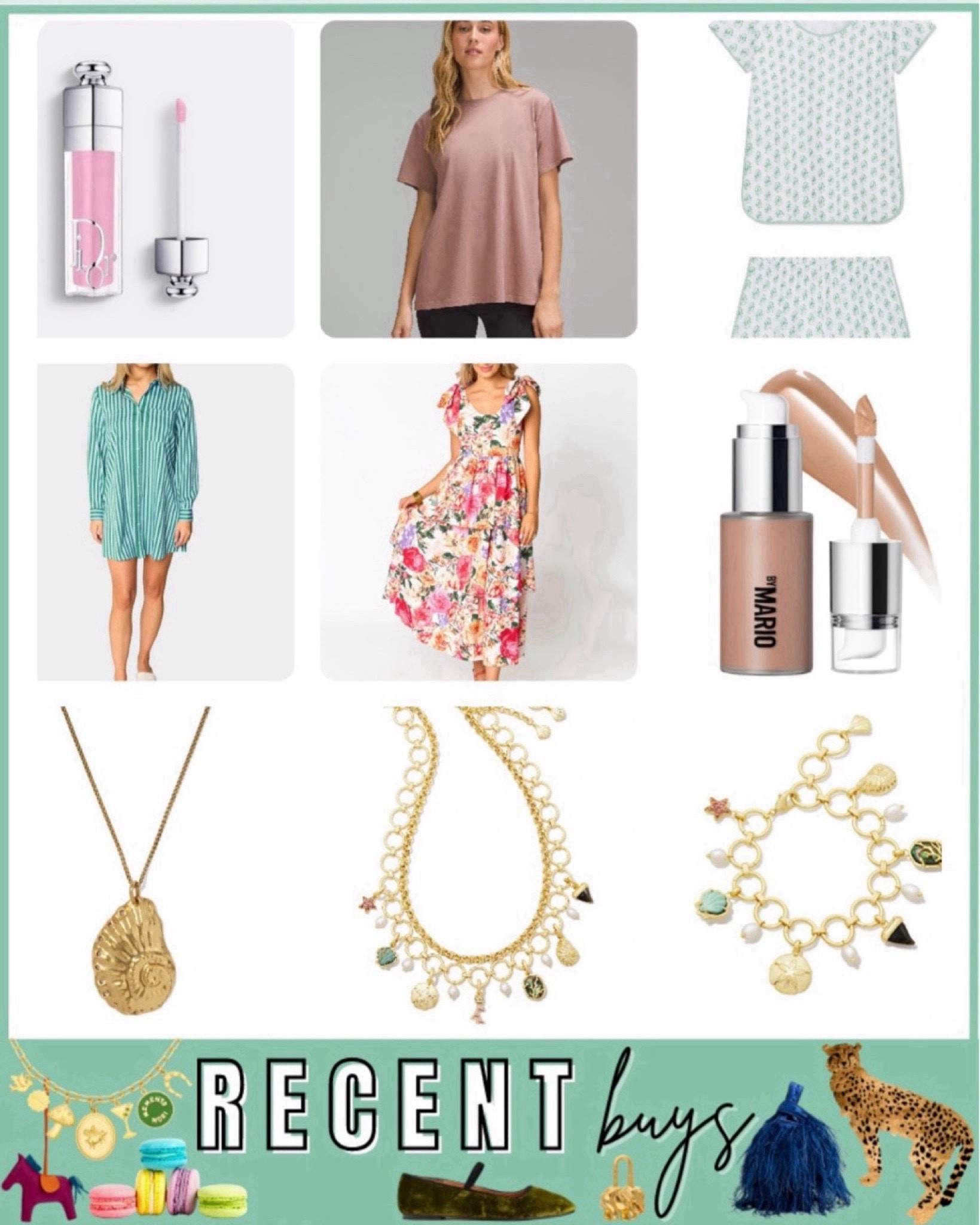 Recent buys - favorite lululemon oversized tshirt, buddy love dresses, Kendra Scott jewelry, makeup by Mario sculpting cream, Dior gloss, lake pajamas



#LTKStyleTip #LTKSeasonal #LTKFindsUnder100