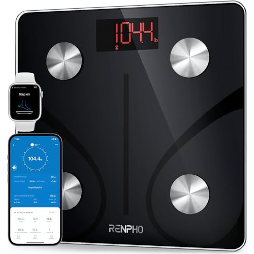 RENPHO Scale for Body Weight 500 lbs, Extra-High Capacity Smart Bathroom Scale with Ultra Wide Platform 12 x 12 inches, Body Fat Scale with Large LED Display, Health Monitor Sync App, Elis 1 L | Amazon (US)