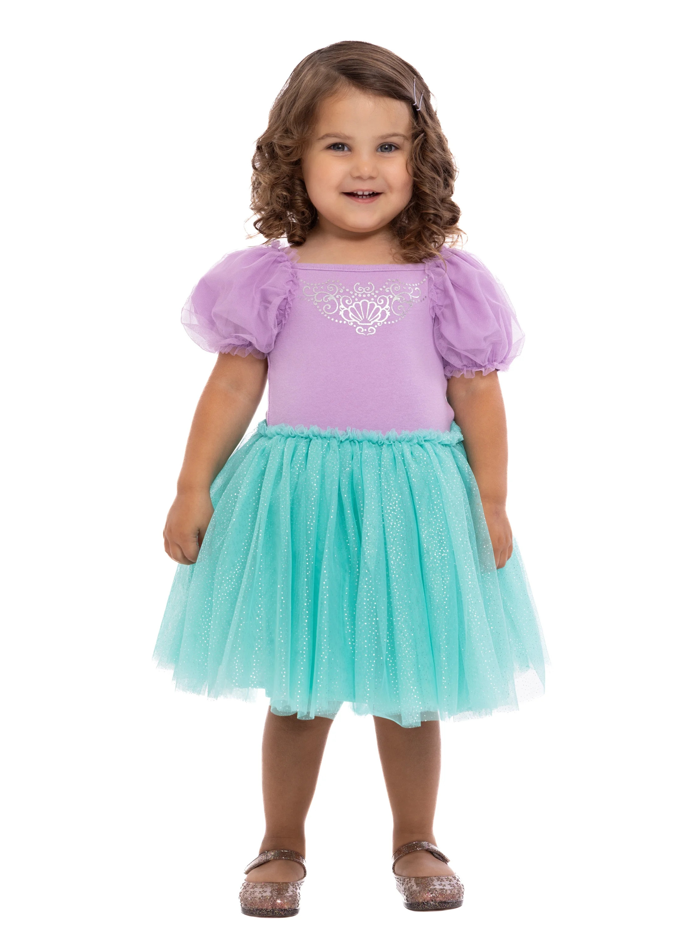 Disney Princess Toddler Girls Ariel Cosplay Tutu Dress with Puff Sleeves, Sizes 12M-5T | Walmart (US)