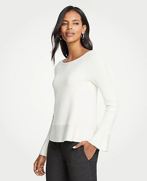 Boatneck Flare Sleeve Milano Sweater | Ann Taylor (US)