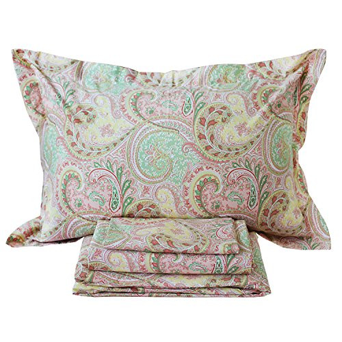 FADFAY 4 Piece Pink Paisley Bed Sheet Set Luxury Bedding Sets Designer Bedding Collections 800 Thread Count 100% Egyptian Cotton Deep Pocket Queen | Amazon (US)