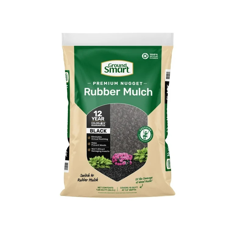 GroundSmart Black Rubber Nugget Mulch 0.8 Cu Ft - Walmart.com | Walmart (US)
