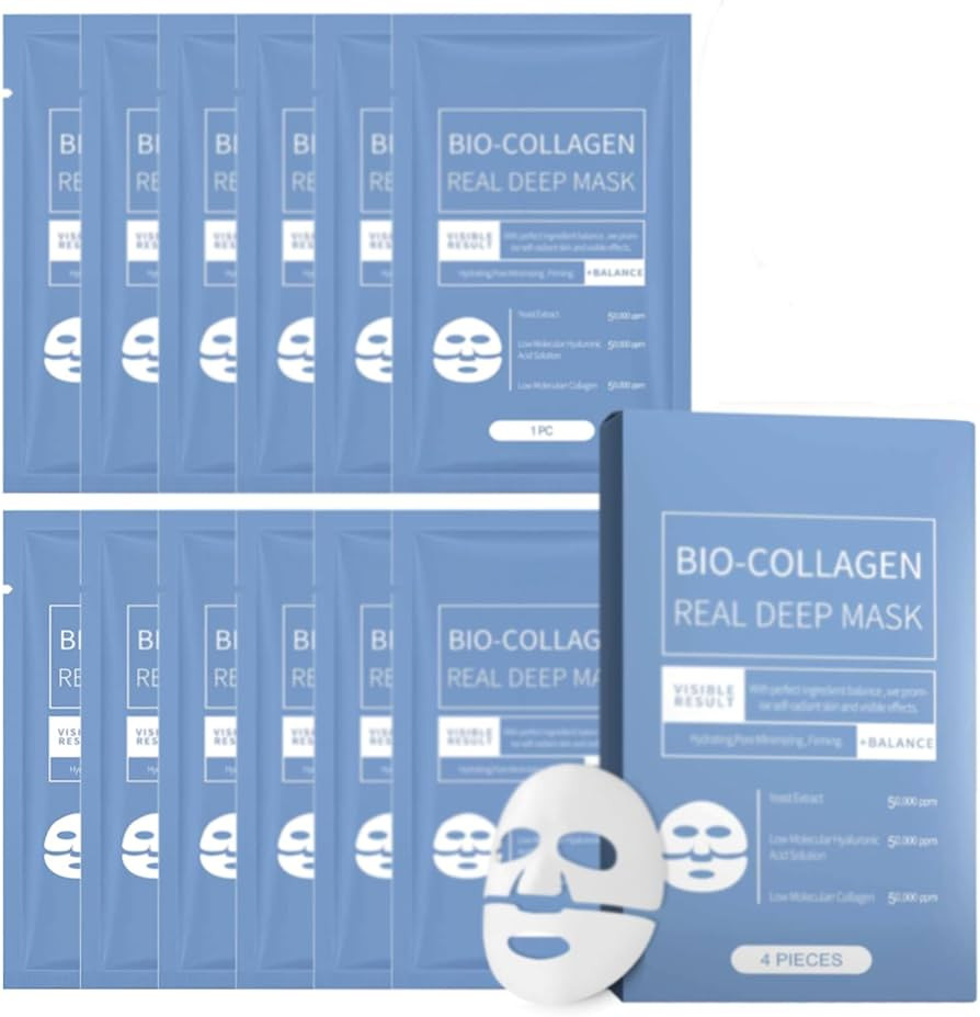 12 Packs Collagen Face Mask Bio-Collagen Real Deep Mask Collagen Night Wrapping Mask Collagen Ove... | Amazon (US)