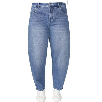 ELOQUII The Barrel Leg Jean - 28, Medium Wash Denim | Target
