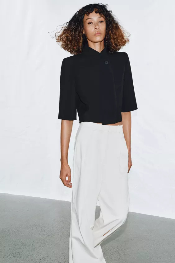 ZW COLLECTION CROPPED SHORT SLEEVE BLAZER | Zara UK