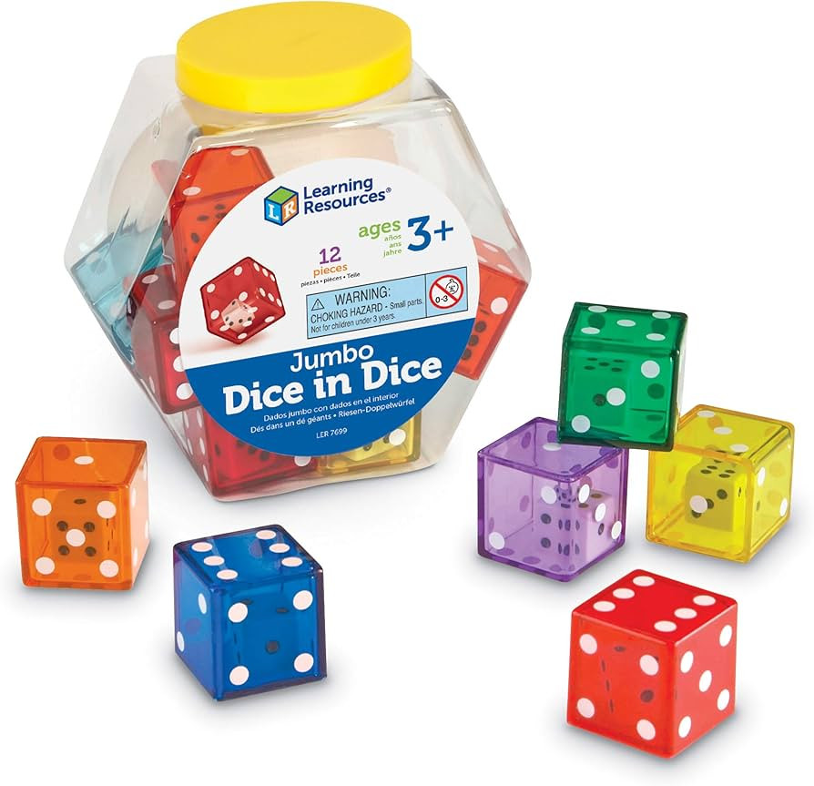 Learning Resources Jumbo Dice in Dice, Dice, Jumbo Dice, Math Dice, Ages 3+, Set of 12 | Amazon (US)