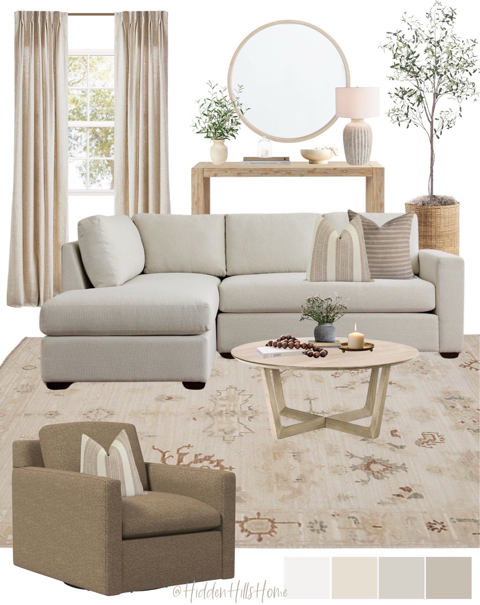 Neutral living room decor mood board, living room design ideas, living room inspiration, sectional sofa, home decor #decor

#LTKHome #LTKSaleAlert #LTKSeasonal