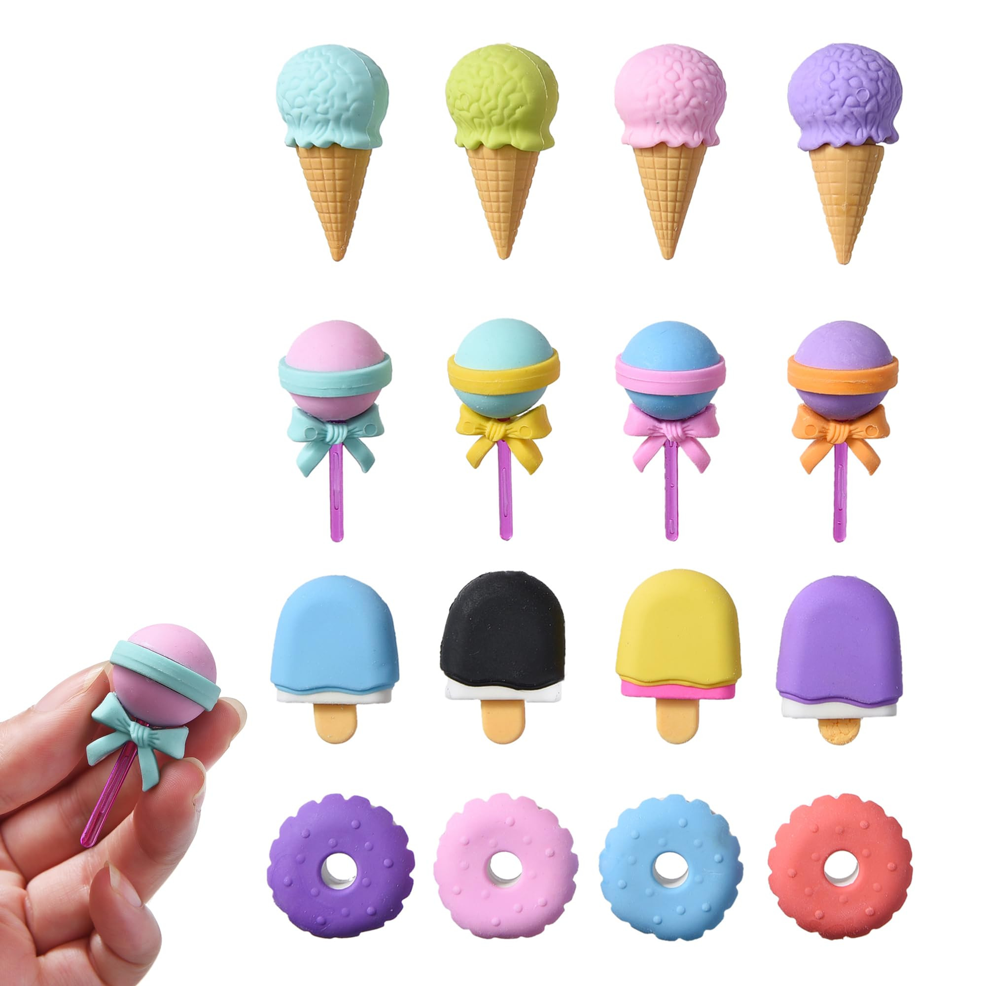 16 Pcs Ice Cream Erasers for Kids, Cute Fun Food Shapes Erasers for Ice Cream Themed Party Favors | Amazon (US)
