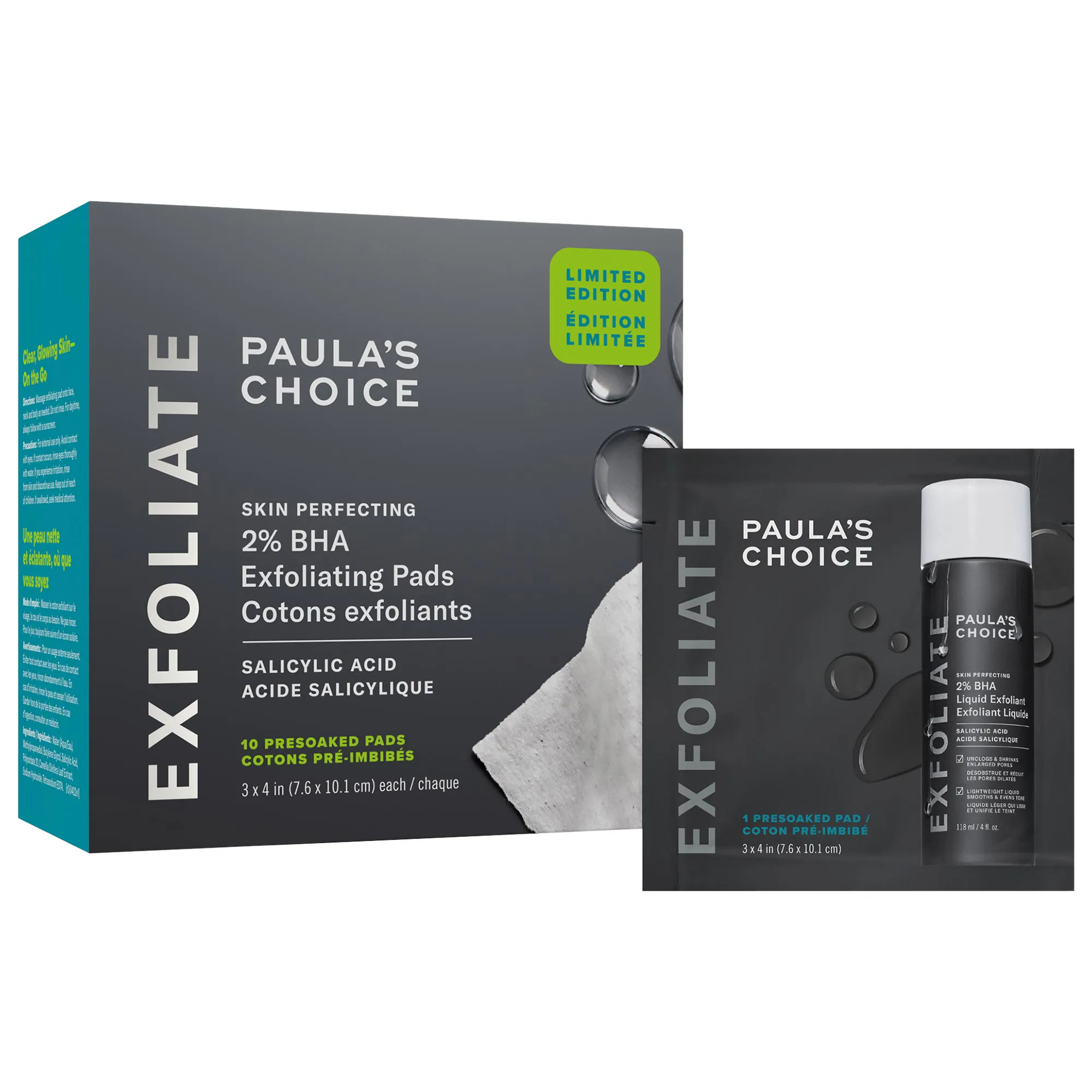 Paula's Choice Skin Perfecting 2% BHA Exfoliating Toner Pads for Clear Skin 10 pads/pack | Sephora (CA)