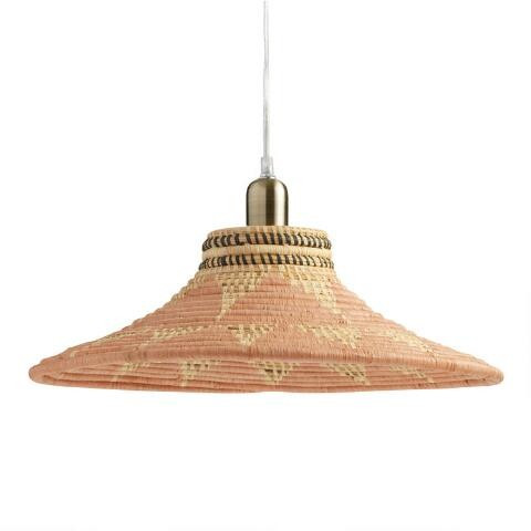 All Across Africa Blush Raffia Pendant Shade | World Market