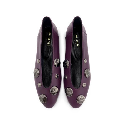 BallereTTe US Plum purple leather ballet flats with V-cut and iron studs - Plum purple leather ballet flats with V-cut and iron studs | Shop.app