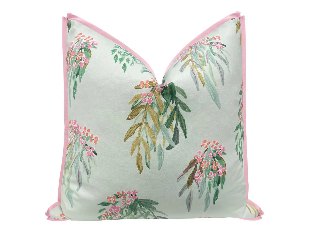 Lulie Wallace : Lara With Butterfly Flange Pillow | Floral Print | Botanical Print | Flange Pillo... | Etsy (US)