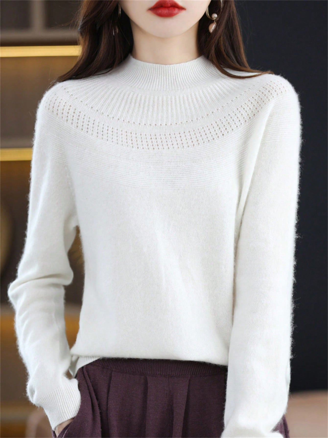 Solid Mock Neck Sweater | SHEIN