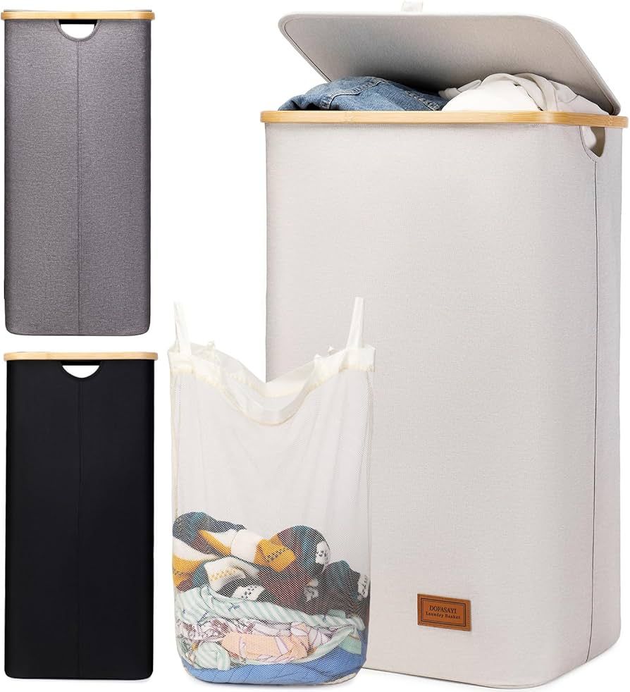 DOFASAYI Laundry Basket Hamper With Lid - 120L Dirty Clothes Hamper With Removable Bag - Tall Lau... | Amazon (US)